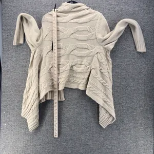 April Cornell Open Cardigan Medium Cream Wool Waterfall Wool Blend Cable Knit thumbnail 12