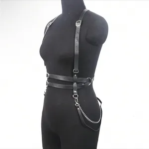 Harness Double Belt Suspenders Chain New Black thumbnail 2