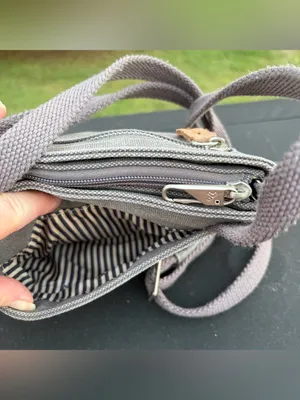 Travelon Anti-Theft Heritage Small Crossbody Bag Grey Canvas RFID blocking thumbnail 8
