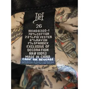 Ed Hardy Womens Black Embroidered Love Kills‎ Slowly Wide Leg Flare Jeans 26 thumbnail 4