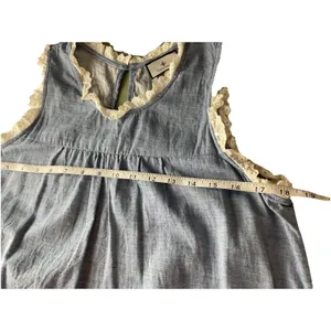 Tuckernuck Chambray Lotte Blue Dress Lace Trim S pockets‎ cottagecore cover-up thumbnail 9