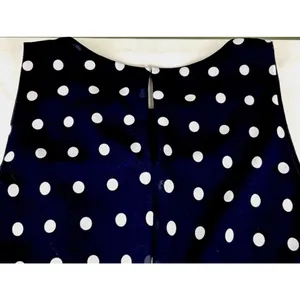 Lauren Ralph Lauren Sleeveless A-Line Blue and White Polka-Dot Dress Sz 10 thumbnail 3