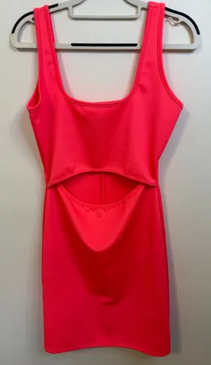 LA Gypsy Pink Cutout Bodycon Mini Dress - Womens L - EUC Made in USA KD004 thumbnail 1