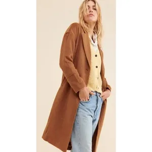 Greylin Anthropologie Brushed Wool Long OverCoat Womens XS Brown Quiet Luxury thumbnail 13
