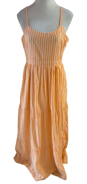 Pact NEW Womens Sunset Light Gauze Cami Dress Size Medium Striped Maxi thumbnail 1