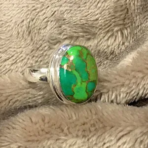 Mohave Green Turquoise Sterling Silver Ring 8-3/4 thumbnail 2