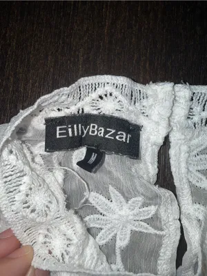 Eilly Bazar White Lace Yoke Boho Blouse Romantic Victorian Peasant Size M thumbnail 7