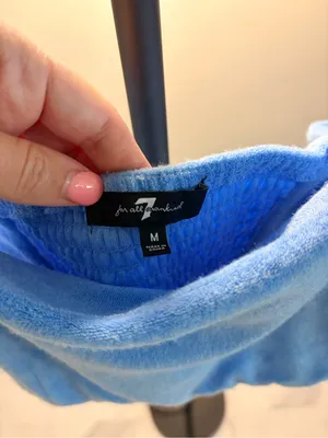 7 Blue Women's Terry Crop Tank Top thumbnail 3