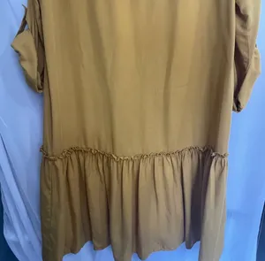 ZARA mustard yellow drop waist button front ruffled Lyocell tunic dress listing-status-banner thumbnail 6