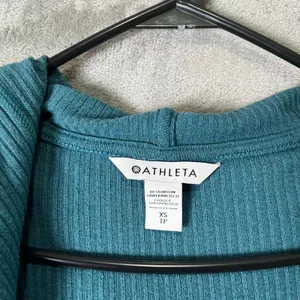 Athleta Harmony Wrap Cardigan Ribbed Borealis Green XS Comfort‎ Lounge Pockets thumbnail 4