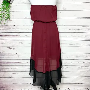 L8ter NWT Maroon & Black Strapless High Low Bohemian Dress Size Small thumbnail 4