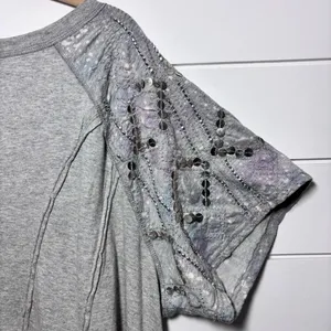 Free People Shine Me Out Top Embellished Sleeve Pullover Open‎ Back Large L NEW thumbnail 3