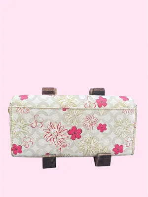 Coach Floral Print Wallet with Gold Logo Button thumbnail 2
