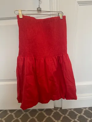 Simo Miller Red Via Smocked Mini Dress Size M! thumbnail 4
