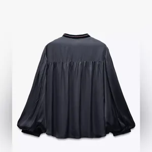 Zara velvet blouse embroidery‎ NWOT thumbnail 4