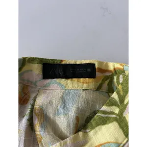 Zara Floral Printed Linen Blend High Waist Maxi Button Skirt Yellow XS thumbnail 5