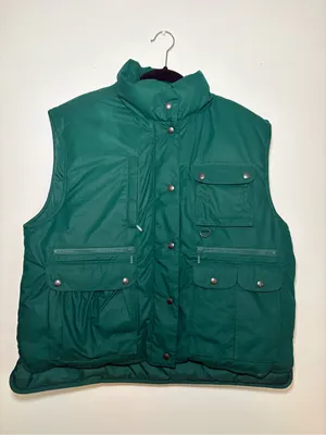 Eddie Bauer Vintage Goose Down Green Utility Vest Womens Large Made in USA thumbnail 10