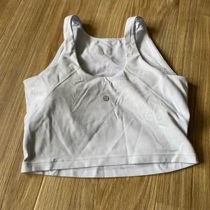 Lululemon White Cropped Tank Top Size 6 Athletic Yoga Workout Activewear thumbnail 3
