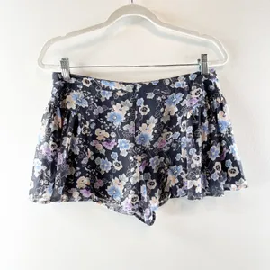 Free People Flowy Floral Print Chiffon Micro Shorts Black Purple 4 thumbnail 5