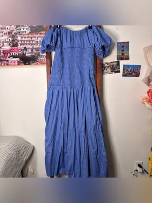 Abercrombie & Fitch Blue Off‑Shoulder Maxi Dress thumbnail 7