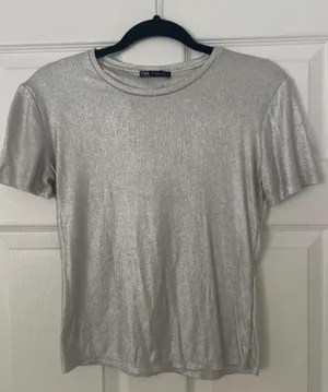 ZARA Silver Sparkly Top Small  thumbnail 1