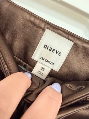 Maeve Anthropologie Colette Metallic Faux Leather Crop Wide Leg Pants 23 Y2K Moto Chic thumbnail 6