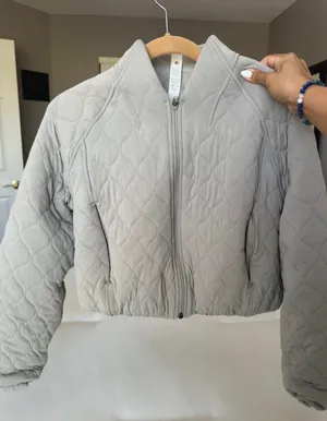 lululemon athletica Light Gray Quilted Zip Jacket thumbnail 1