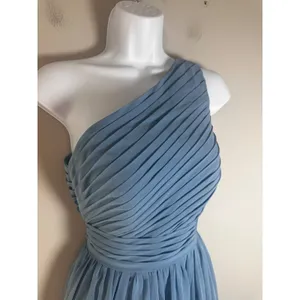 Azazie One Shoulder Pleated Chiffon Bridesmaid Dress Sky Blue Size A0‎ Formal thumbnail 4