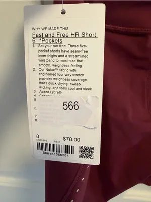 Lululemon Fast and Free High-Rise Short 6" *Pockets Burgundy bay Size 8 thumbnail 3