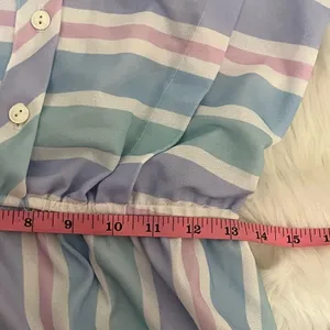 Vintage 70’s Jenny Petite Pastel Pink/ Blue Striped Midi Shirt Dress S thumbnail 8