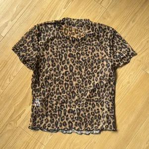Brown Leopard Print Short Sleeve mesh top Size XS thumbnail 4