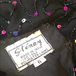 Vintage Stenay Silk‎ Beaded Dress Black Size 6 thumbnail 9