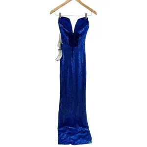 Emerald Sundae Dress XS Strapless Sequin Front Slit Lace‎ Up Mermaid Gown NEW thumbnail 4