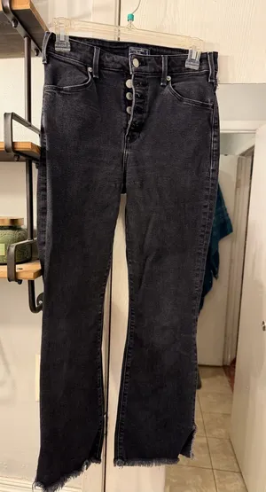 Abercrombie & Fitch Black High-Rise Flare Jeans thumbnail 1