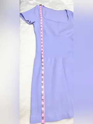 OQQ Lavender/Lilac Square Neck Ribbed Mini Bodycon Dress Size Small thumbnail 7