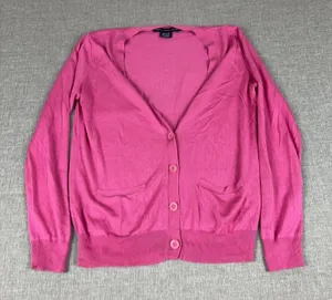 Ralph Lauren Golf Cardigan Sweater Womens‎ M Pink Silk Cashmere V Neck Pockets thumbnail 1