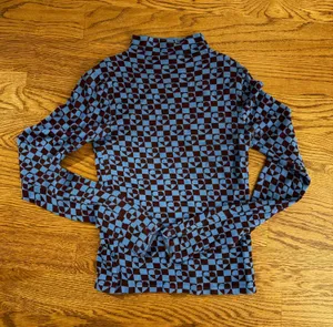Urban outfitters blue patterned mock neck thumbnail 1