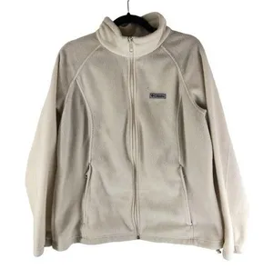Columbia Womens Fleece Jacket Full Zip Pockets Cinch Waist Ivory 1X thumbnail 1