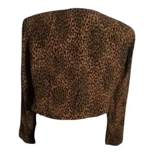 Jones New York Women Orange Black Leopard Jacket Size 6 Double Breasted Cropped thumbnail 2