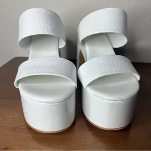Jeffrey Campbell White Adriana Double Strap Platform Chunky Heel Sandals thumbnail 4