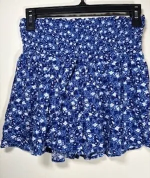 Aerie Smocked‎ Floral Shorts S Blue White Ditsy Print Boho Summer Skort Cottage thumbnail 1