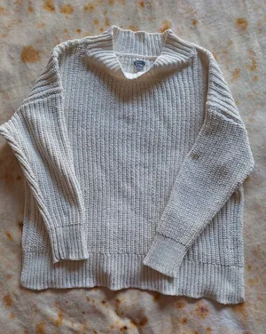 Aerie Cream Chenille Textured Knit Mock Neck Oversized Sweater Size S thumbnail 1