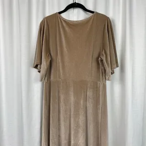 Baltic Born Beige Velvet Meghan Short Flutter Sleeve Wrap Maxi Dress Sz.XL thumbnail 13
