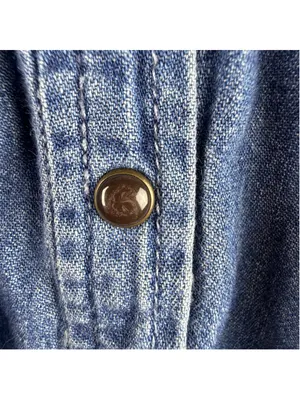 Holding Horses Anthropologie Denim Crane Embroidered Button Down Shirt Layering thumbnail 5