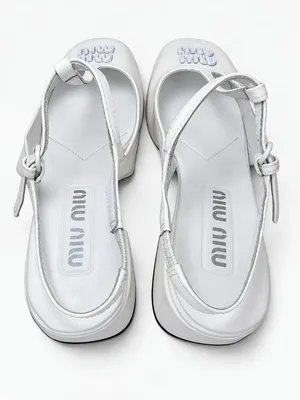 Miu Miu White Patent Leather Mary Jane T‑Strap Square Toe Slingback Pumps EU36 thumbnail 3