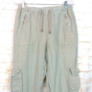 Blank NYC Cargo Pants Womens 27 100% Linen Beige Utility Jogger Pull On Beach thumbnail 3