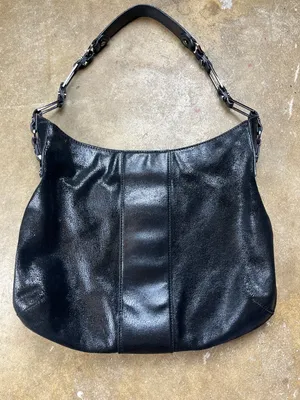 Tory Burch Cracked Leather Hobo Shoulder Bag with Gunmetal Hardware thumbnail 1