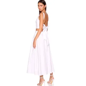 Susana Monaco poplin drop waist skirt White Maxi A-Line Skirt size medium NWT thumbnail 2