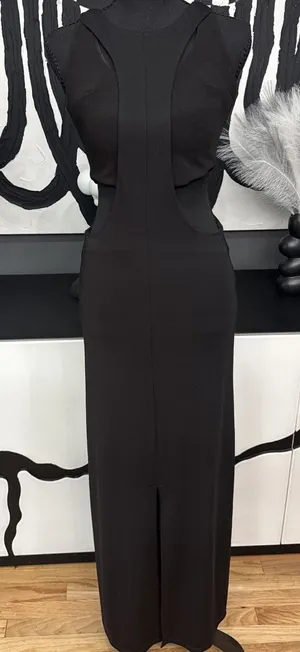 Sans Souci Black Cutout Maxi Dress Women's XS Sleeveless Bodycon Evening thumbnail 1