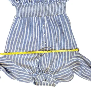 Rails Jasmine Parisian Blue Striped Linen Blend‎ Smocked Mini Dress Womens XS thumbnail 5